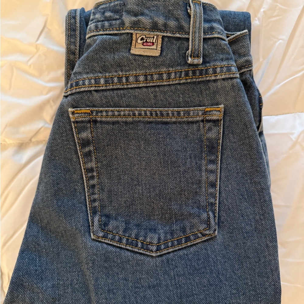 Cruel Girl Blue Jeans with Contrast Stitching and Slim fit